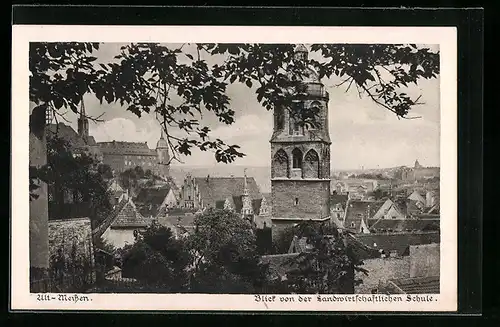 AK Meissen, Blick von der Landwirtschaftlichen Schule auf die Altstadt