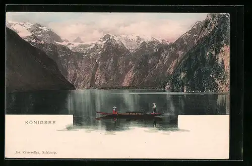 AK Königsee, Ruderboot auf dem See in den Bergen