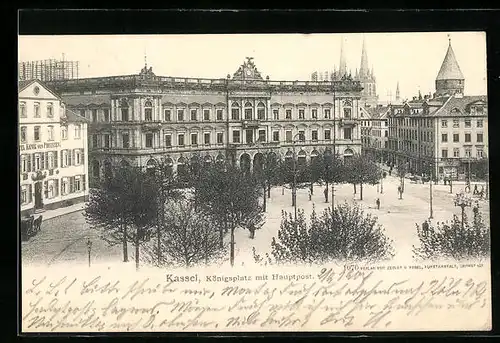 AK Kassel, Königsplatz mit Hauptpost