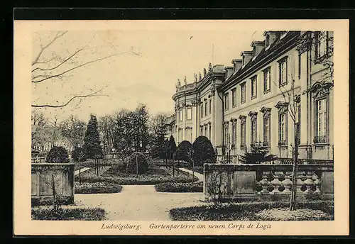 AK Ludwigsburg, Gartenparterre am neuen Corps de Logis