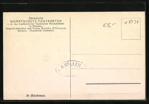 AK Reichenau, Gebäudepartie, Buben stehen im Bach