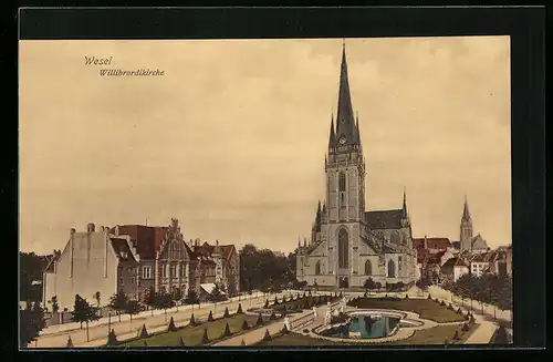 AK Wesel, Willibrordikirche mit Umgebung