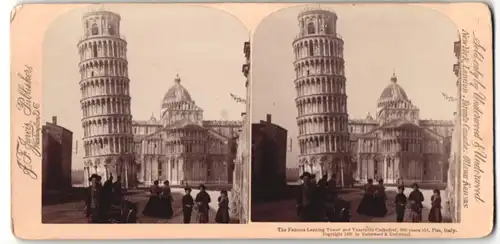 Stereo-Fotografie J. F. Jarvis, Washington D.C., Ansicht Pisa, der schiefe Turm mit der Kathedrale