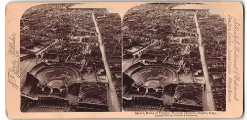 Stereo-Fotografie J. F. Jarvis, Washington D.C., Ansicht Napoli, Modell der Ruinen von Pompeji im Nationalmuseum