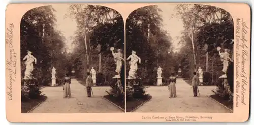 Stereo-Fotografie Strohmeyer & Wyman, New York, Ansicht Potsdam, Partie im Garten des Schloss Sanssouci