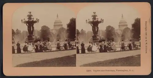 Stereo-Fotografie B. W. Kilburn, Littleton N.H., Ansicht Washington D.C., Blick nach dem Capitol mit Fontaine