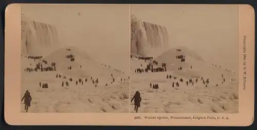 Stereo-Fotografie B. W. Kilburn, Littleton N.H., Ansicht Niagara Falls, Winter Wonderland, zugefrorene Niagarafälle