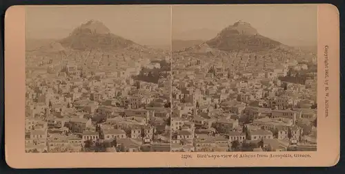 Stereo-Fotografie B. W. Kilburn, Littleton N.H., Ansicht Athen, Bird`s-eye view to Athens from Acropolis