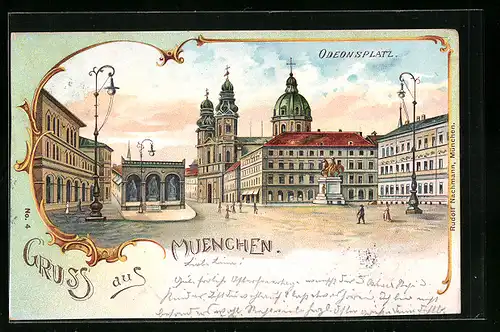 Lithographie München, Odeonsplatz