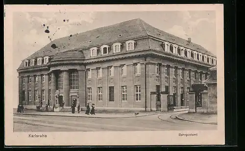 AK Karlsruhe, Ansicht vom Bahnpostamt