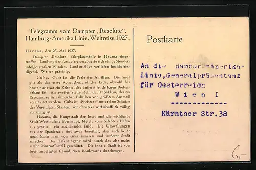 AK Havana, Viewed from Morro Castle