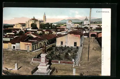 AK Cuernavaca, Ortsansicht mit Denkmal