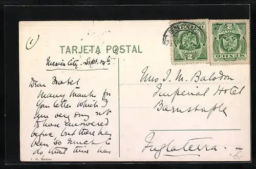 AK Ixtaocihuatl, Ortsansicht vor den Bergen