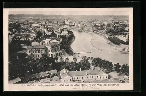AK Wilna, Vom östlichen Kriegsschauplatz, Blick auf den Ort mit Wilijafluss