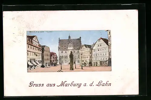 AK Marburg a. d. Lahn, Marktplatz mit Gasthaus zum alten Ritter