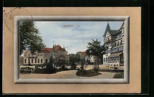 AK Oberhof i. Th., Strasse im Ortskern und Gebäude
