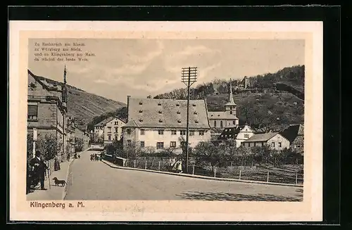 AK Klingenberg a. M., Ortspartie, mit Gedicht