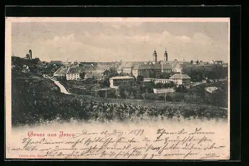 AK Irsee, Ortsansicht mit Kirchtürmen