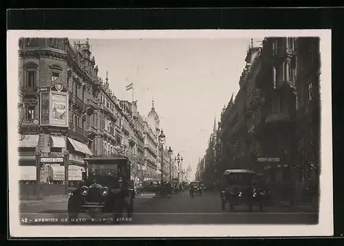 AK Buenos Aires, Avenida de Mayo, Autoverkehr im Zentrum