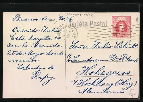 AK Buenos Aires, Avenida de Mayo, Autoverkehr im Zentrum