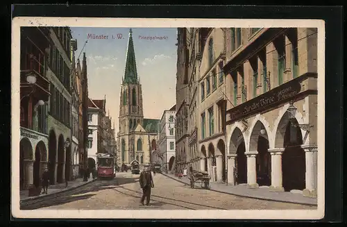 AK Münster i. W., Prinzipalmarkt, Strassenbahn