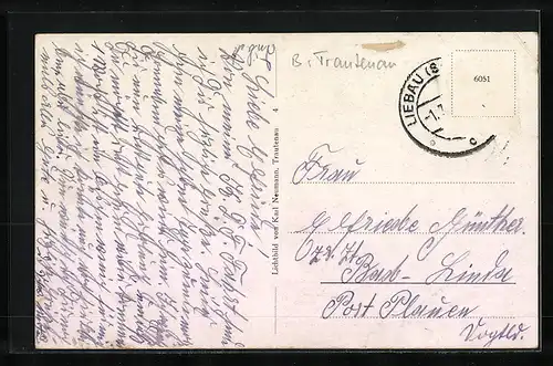 AK Trautenau / Trutnov, Häuserpartie und Blick zur Kirche