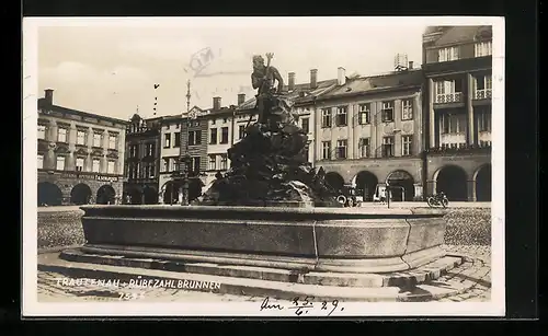 AK Trautenau, Blick zum Rübezahlbrunnen