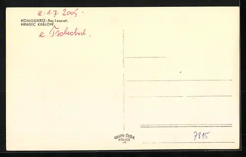 AK Königgrätz, Res. Lazarett