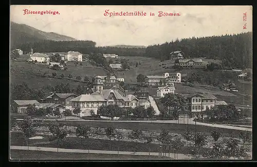 AK Spindelmühle i. Böhmen, Ortsansicht aus der Vogelschau