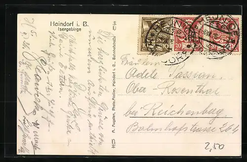 AK Haindorf i. B., Ortsansicht aus der Vogelschau