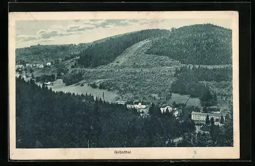 AK Grünthal, Ortsansicht aus der Vogelschau