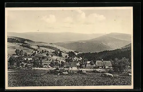 AK Wurzelsdorf i. Isergebirge, Ortsansicht aus der Vogelschau