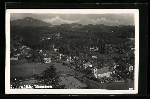 AK Dittersbach, Ortsansicht aus der Vogelschau