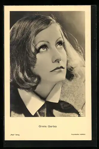 AK Schauspielerin Greta Garbo mit Blick nach oben