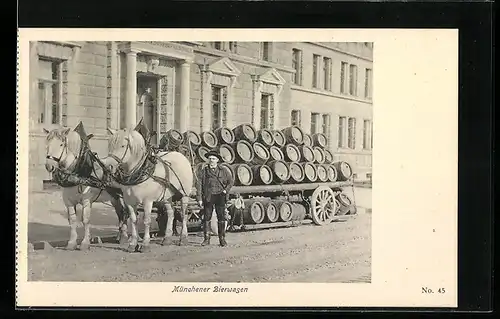 AK München, Bierwagen mit Fässern