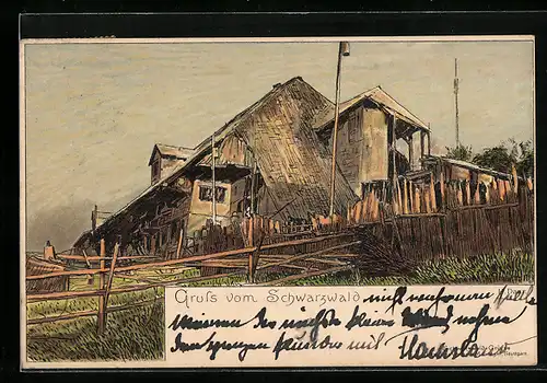 Künstler-AK Hermann Daur: Haus im Schwarzwald