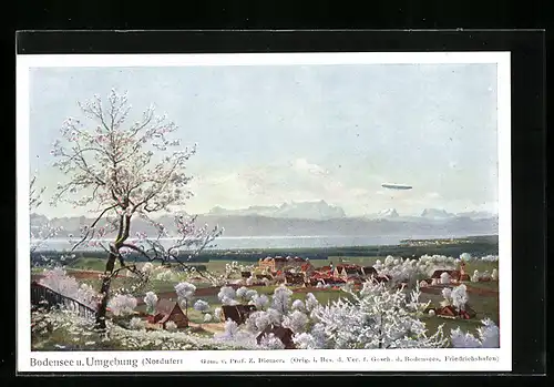 Künstler-AK Zeno Diemer: Bodensee und Umgebung (Nordufer) im Frühling