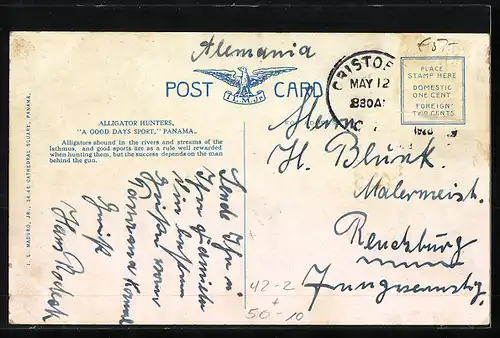 AK Panama, Alligator Hunters, Jäger mit erlegten Krokodilen am Ufer