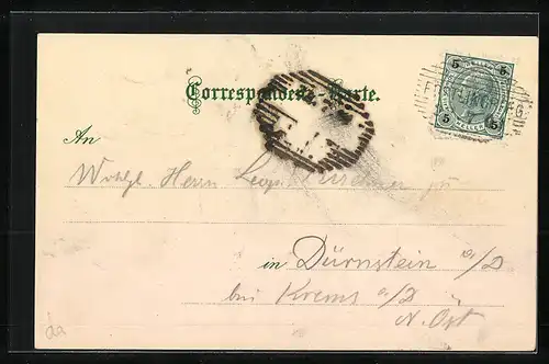 Lithographie Linz / Donau, Pöstlingberg mit elektrischer Adhäsionsbahn