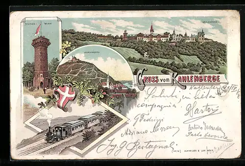 Lithographie Wien-Kahlenberg, Hotel, Stefanie-Warte
