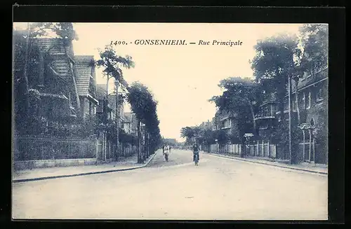 AK Gonsenheim, Rue Principale, Hauptstrasse, Radfahrer