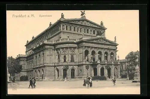 AK Frankfurt a. M., Opernhaus mit Passanten