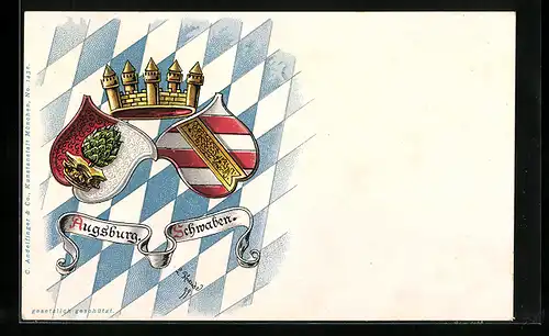 Künstler-AK Augsburg - Schwaben, Wappen