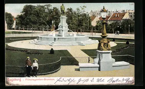 AK Augsburg, Kinder am Prinzregenten-Brunnen