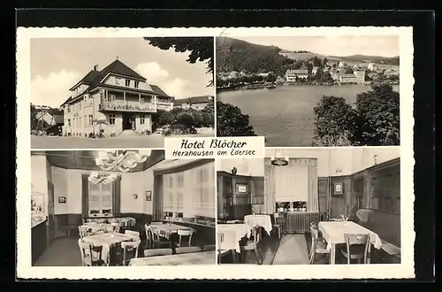 AK Herzhausen a. Edersee, Hotel Blöcher, Ortsansicht