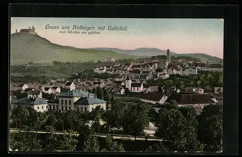 AK Hechingen, Ortsansicht mit Bahnhof