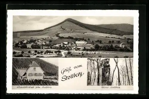 AK Stollberg /Steigerwald, Gasthaus zum Stollberg, Ruine Stollburg, Teilansicht