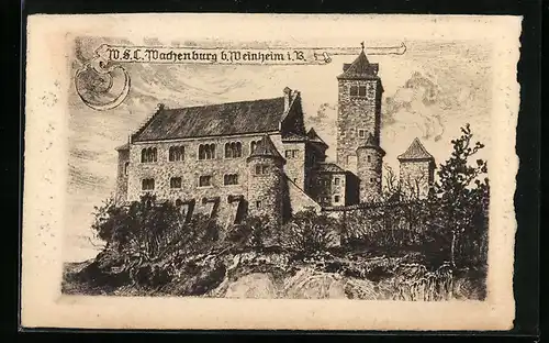 Künstler-AK Weinheim i. B., M. S. C.-Wachenburg