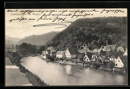 AK Gernsbach im Murgtal /Schwarzwald, Uferpartie