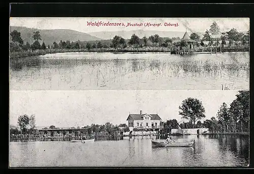 AK Neustadt, Ruderboote auf dem Waldfriedensee